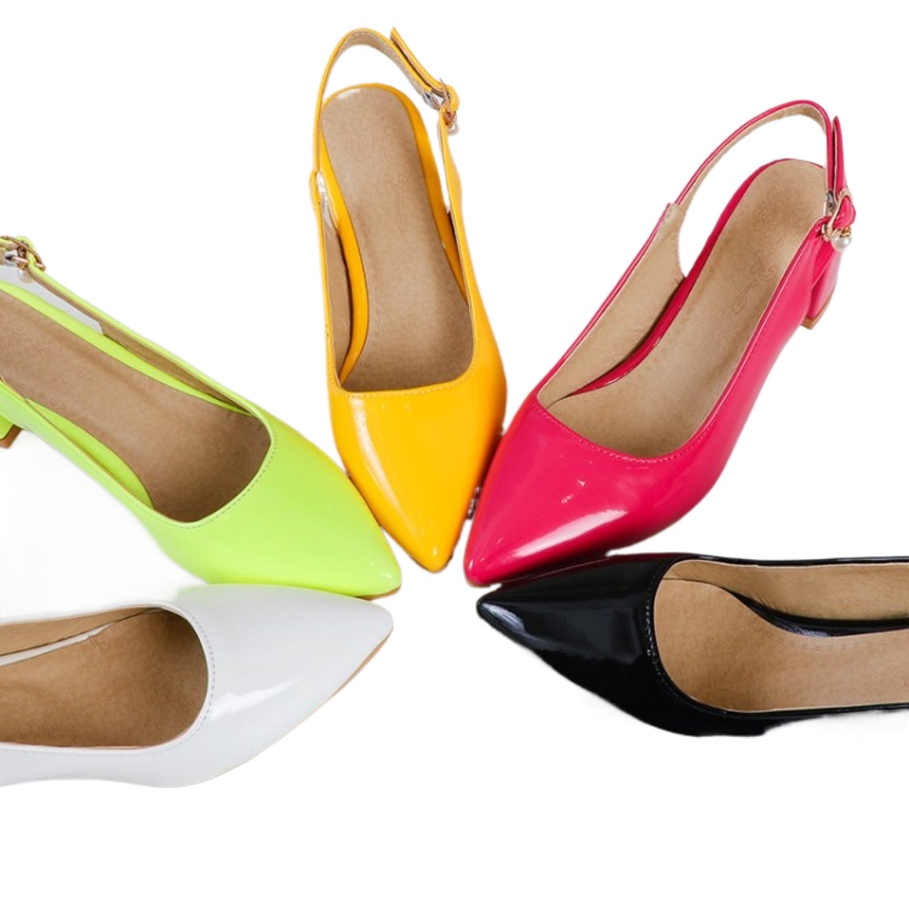 Slingback Heel Formal - 특허 가죽 슬링백 펌프스 여성용 포인티드
