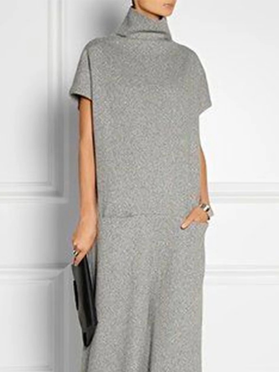 Freeacy 솔리드 그레이 여성 캐주얼 드레스 하이  - Women Formal Wear Zara 리뷰 및 가격
