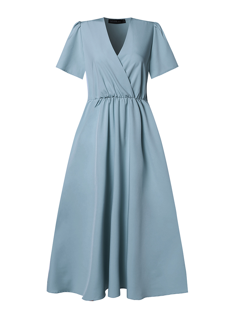 ZANZEA 2024 우아한 반팔 A 라인 드레스 여성 - Women Formal Wear Zara 리뷰 및 가격