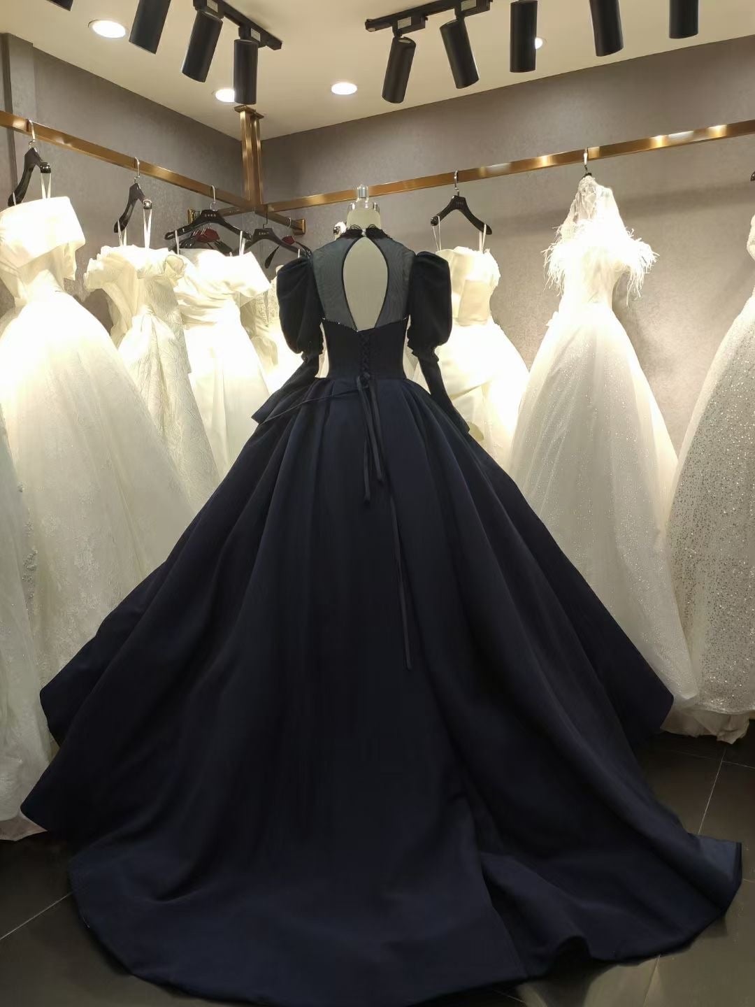 고딕 블랙 웨딩 드레스 시스루 스윗하트 네크라인 긴팔  - Women'S Gothic Formal Wear 리뷰 및 가격