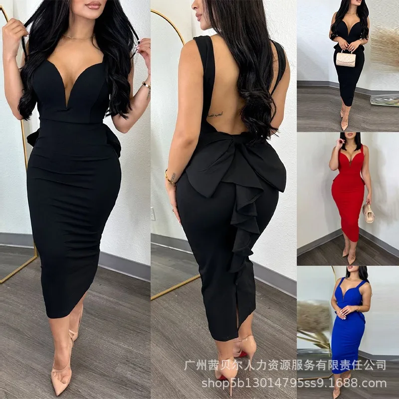 새로운 여성의 백리스 프릴 패치 워크 드레스 2023  - Women Formal Wear Zara 리뷰 및 가격