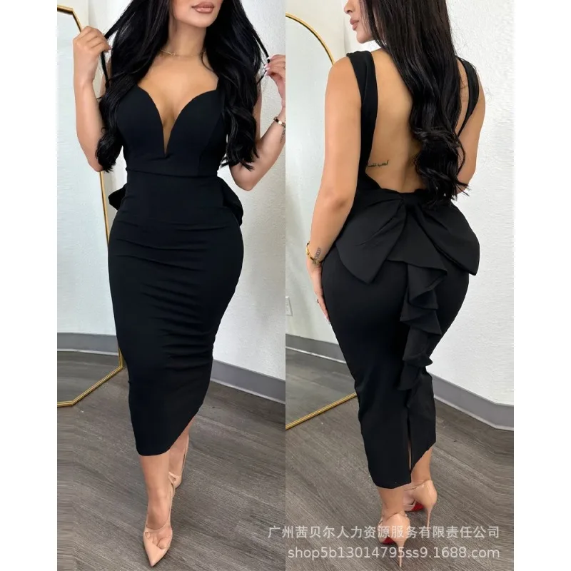새로운 여성의 백리스 프릴 패치 워크 드레스 2023  - Women Formal Wear Zara 리뷰 및 가격