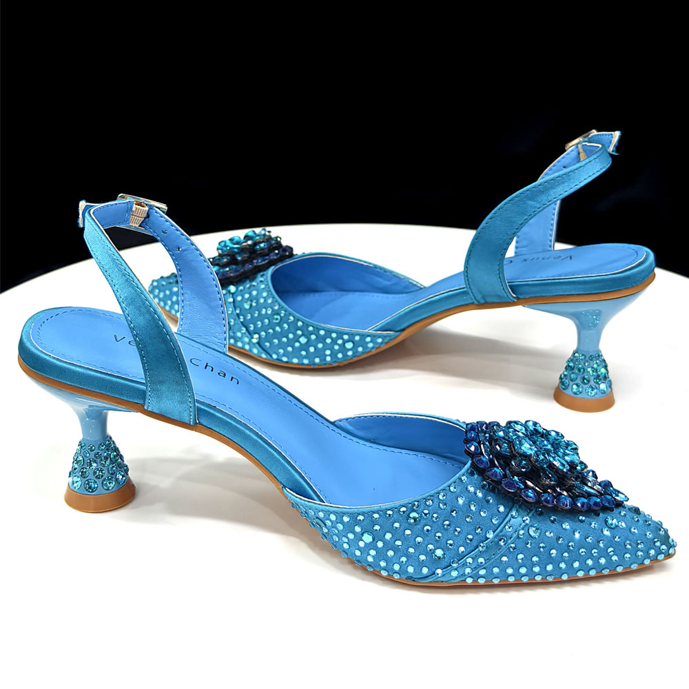 크리스탈 라인스톤 힐 & 클러치 백 세트 포인티드 슬링 - Slingback Heel Formal 리뷰 및 가격