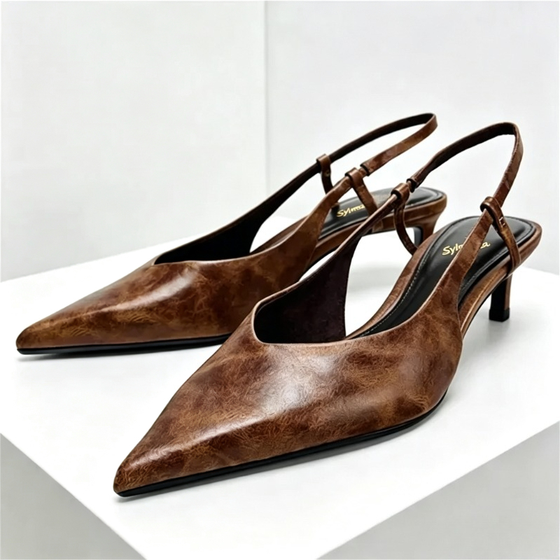 레트로 브라운 키튼 힐 디자이너 펌프스 여성 섹시 포인 - Slingback Heel Formal 리뷰 및 가격