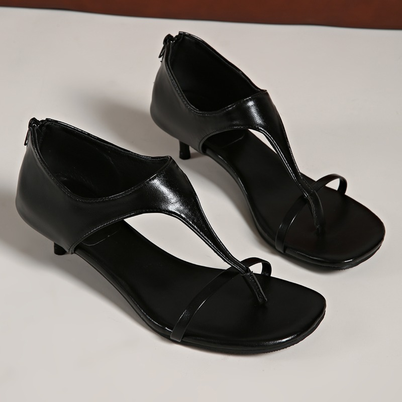 미니멀리스트 T 스트랩 키튼 힐 샌들 - 블랙 가죽 끈 - Kitten Heel Women 리뷰 및 가격