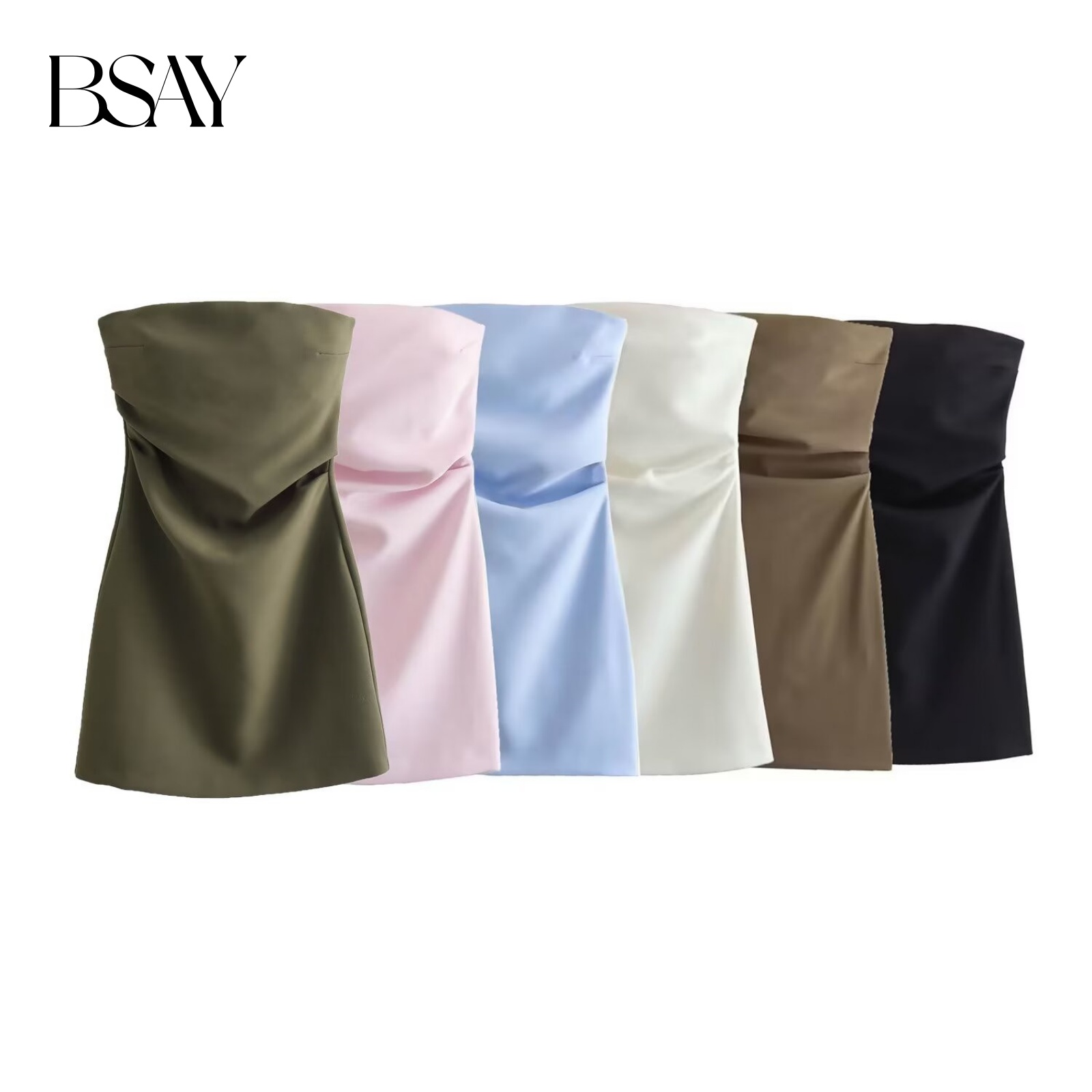 BSAY 여성 패션 섹시한 백 지퍼 솔리드 컬러 플리츠 - Women Formal Wear Zara 리뷰 및 가격